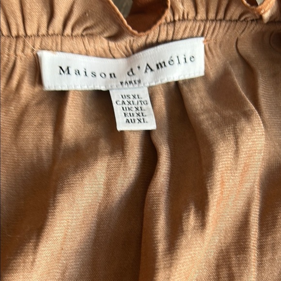 Women's Brown Ruffle Sleeve Top - Picture 3 of 6